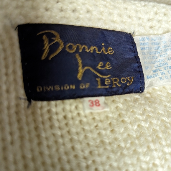 1950s Cream Embroidered Cardigan. Bonnie Lee Division Of Leroy. Medium. 655 - Picture 9 of 9
